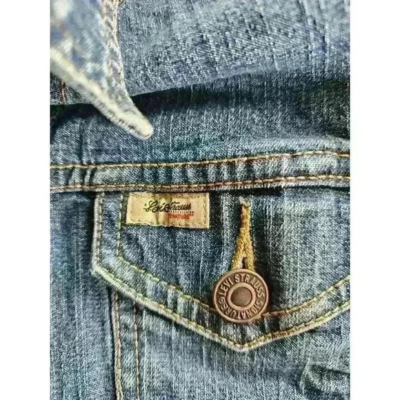 Levi Strauss Signature Sz S Trucker Jean Jacket Womens Blue Denim - Picture 4 of 9